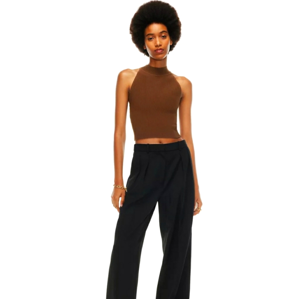 Aritzia Sculpt Knit Halter Size XS Coffee Bean